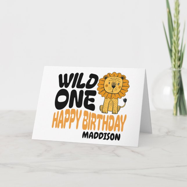 Cartão Happy First Wild One Safari Themed 1st Birthday  (Frente)