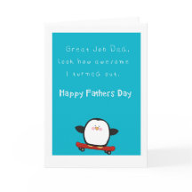 Happy funny fathers day with penguin card