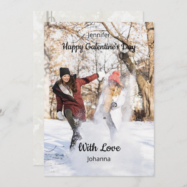 Cartão Happy Galentine’s Day Custom Photo - Best Friends (Frente/Verso)