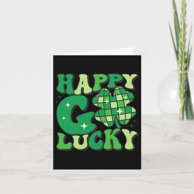 Cartão Happy Go Lucky Shamrock Homens Dias de São Patríci (Frente)