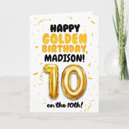 Cartão Happy Golden Birthday, 10th Birthday Card for Kids