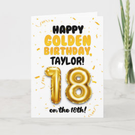 Cartão Happy Golden Birthday, 18th Birthday Card 