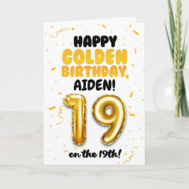Cartão Happy Golden Birthday, 19th Birthday Card 