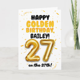 Cartão Happy Golden Birthday, 27th Birthday Card 
