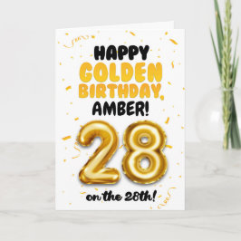Cartão Happy Golden Birthday, 28th Birthday Card 