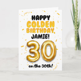 Cartão Happy Golden Birthday, 30th Birthday Card 