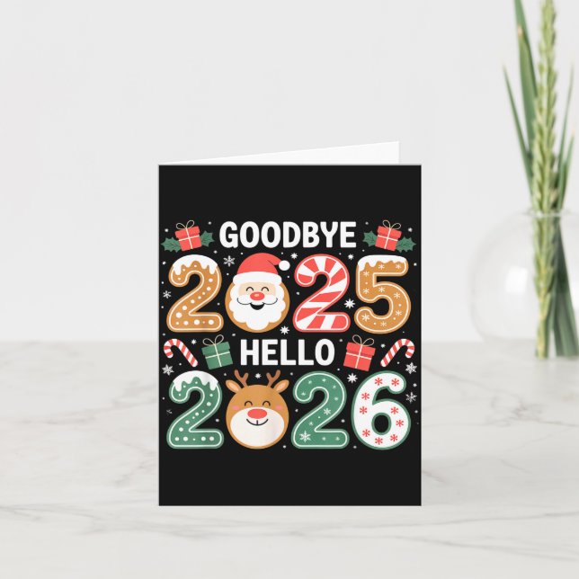 Cartão Happy Goodbye 2025 Hello 2026 Festive New Year Loo (Frente)