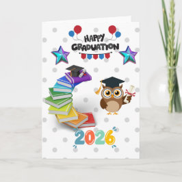 Cartão Happy Graduation 2026 - Cute Owl & Books