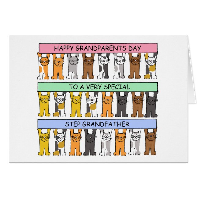 Cartão Happy Grandparents Day Step Grandfather. (Frente Horizontal)