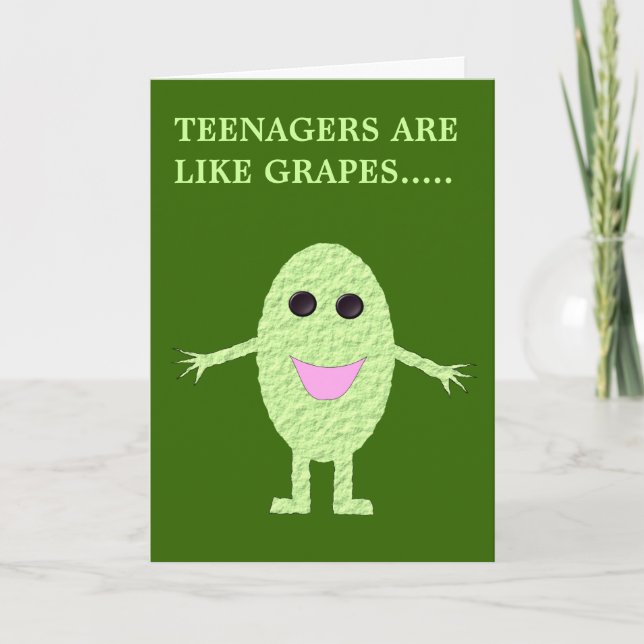 Cartão Happy Green Grape Teenagers Greeting Card (Frente)