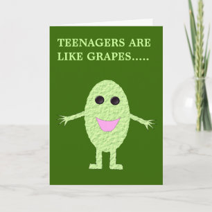 Cartão Happy Green Grape Teenagers Greeting Card