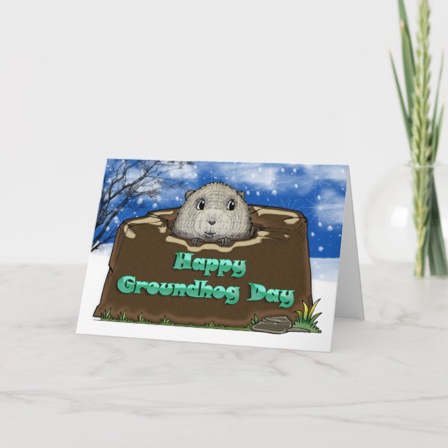 Cartão Happy Groundhog Day, (Frente)