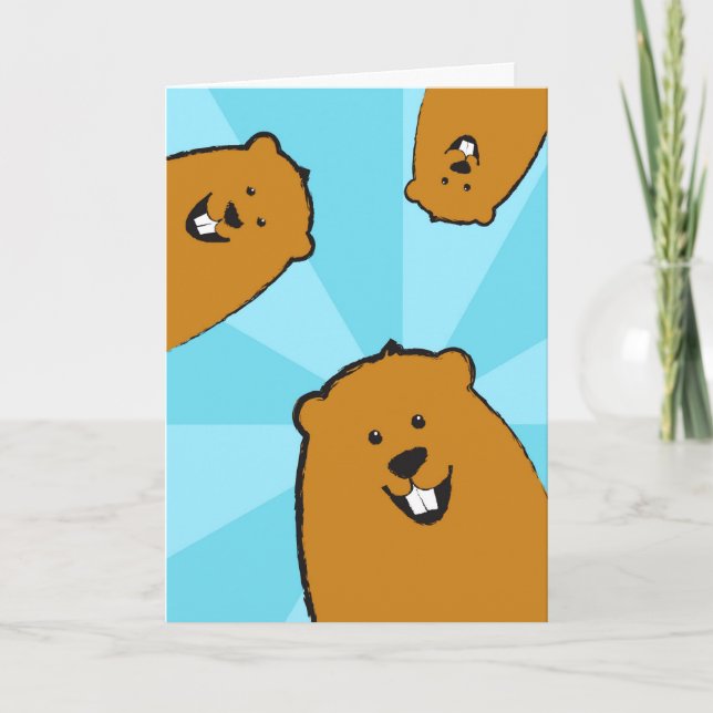 Cartão Happy Groundhog Day Illustrated Greeting Card (Frente)