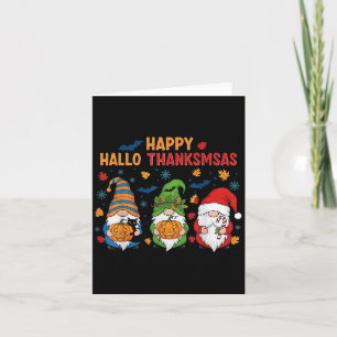 Cartão Happy Hallothanksmas Gnomos Lover Feliz das Bruxas