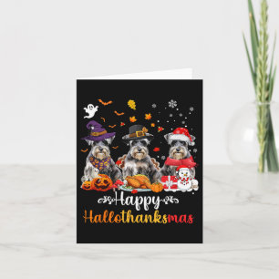 Cartão Happy Hallothanksmas Schnauzer Dog Halloween Chris