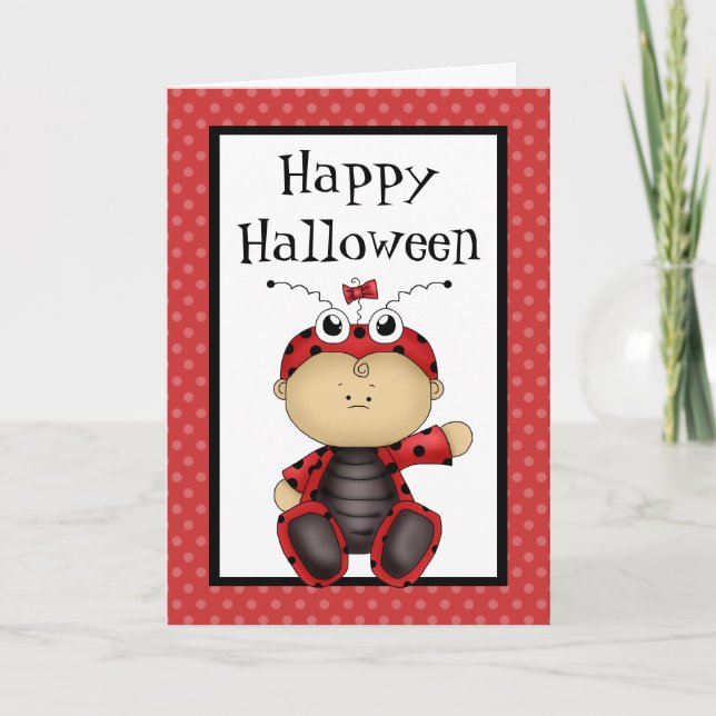 Cartão Happy Halloween Baby Ladybug (Frente)