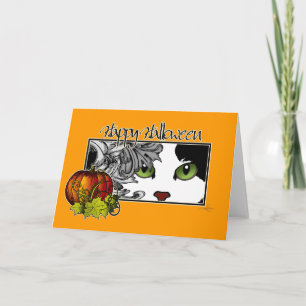 Cartão Happy Halloween Black 'n White Cat