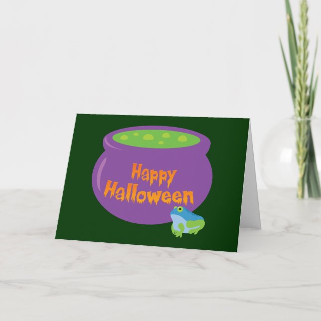 Cartão Happy Halloween Cauldron (Frente)