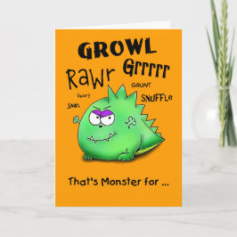 Cartão Happy Halloween Growling Monster