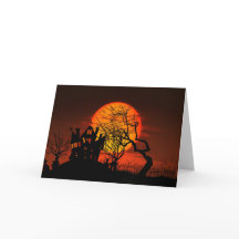 Happy Halloween Haunted House and Moon