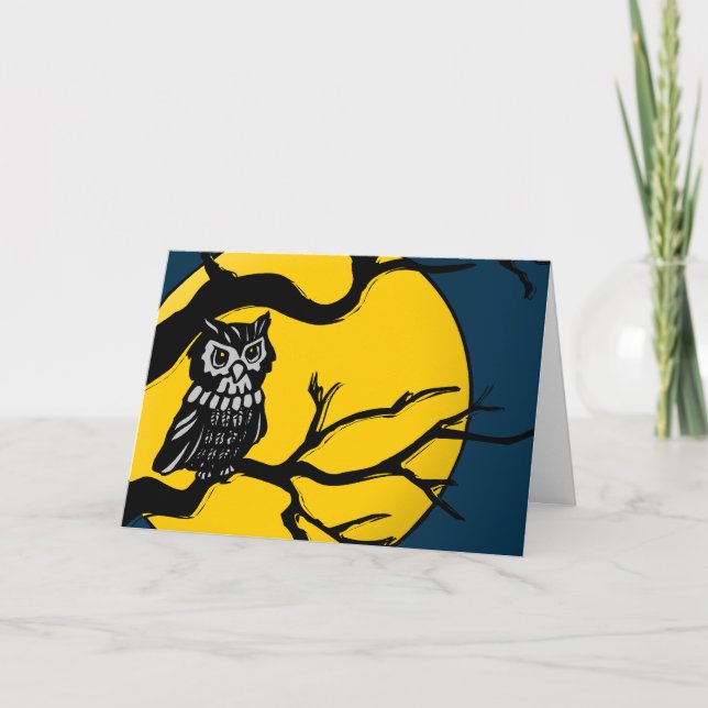 Cartão happy halloween : midnight owl : (Frente)