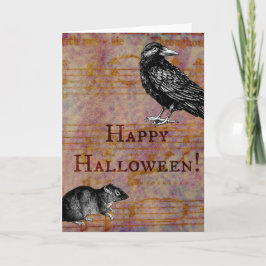 Cartão Happy Halloween Mouse and Crow