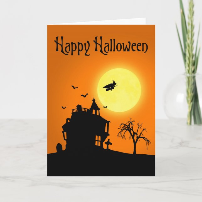 Cartão Happy Halloween Silhouette Landscape (Frente)