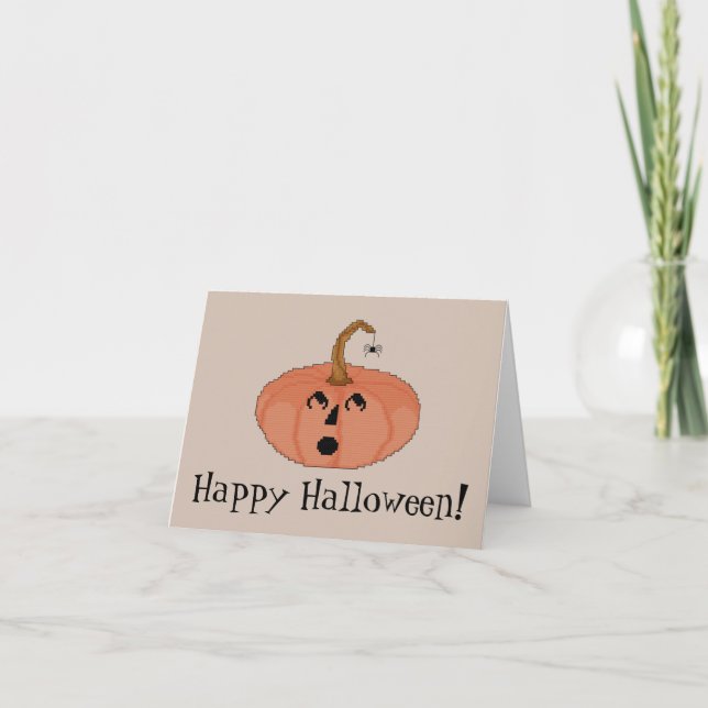 Cartão Happy Halloween! Startled Pumpkin Notecard (Frente)
