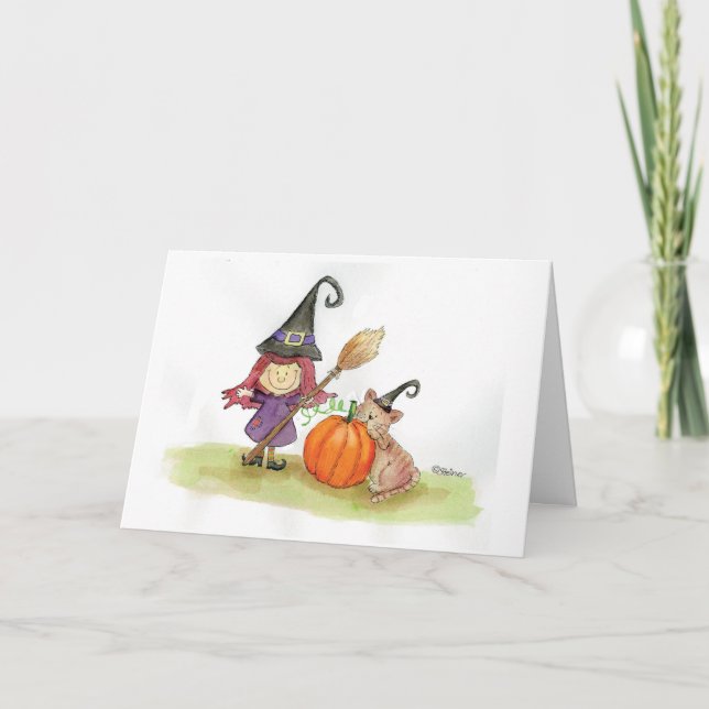 Cartão Happy Halloween - Watercolor Illustration (Frente)