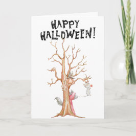 Cartão Happy Halloween Woodland Animals Greeting Card