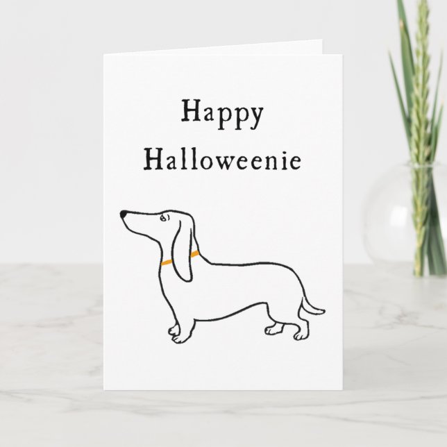 Cartão Happy Halloweenie Halloween dachshund Greeting Car (Frente)