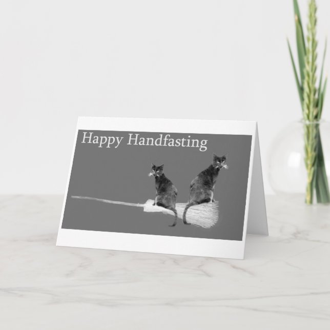 Cartão Happy Handfasting! Love Cats pagan wedding card (Frente)