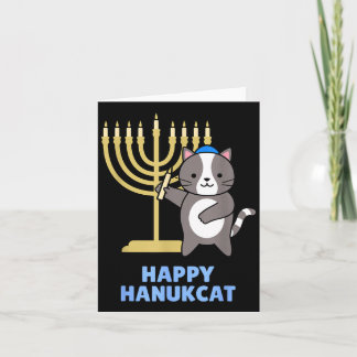 Cartão Happy Hanukcat Black Cat Meowzel Tov Menorah Funny