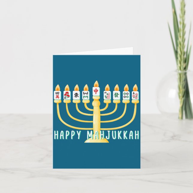 Cartão Happy Hanukkah Mahjong Menorah Mahjukkah Chanukkah (Frente)