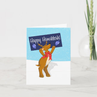 Cartão Happy Hanukkah Reindeer com Sinal 4.25x5