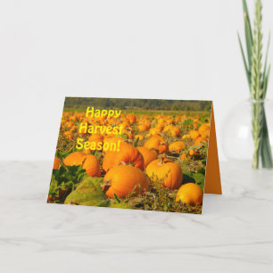 Cartão Happy Harvest Season, Pumpkin Patch Scene Greeting