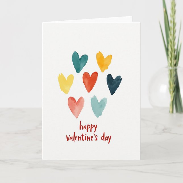 Cartão Happy Hearts Valentines Day Card (Frente)