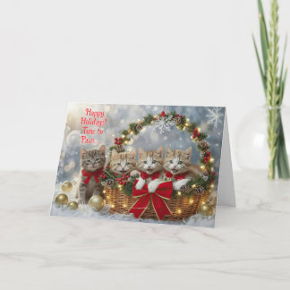 Cartão Happy Holidays Christmas Cute Kitties Kittens