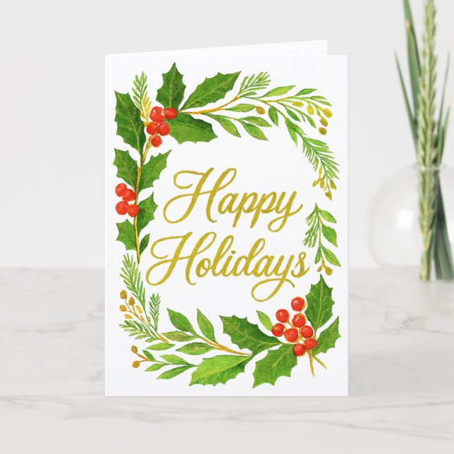 Cartão 'Happy Holidays' Folded Greeting Card (Frente)