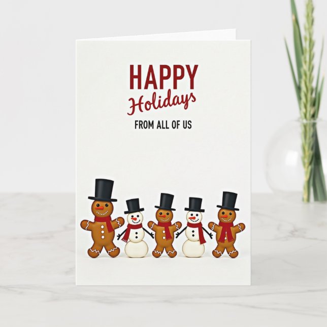 Cartão Happy Holidays Gingerbread Snowmen Card (Frente)