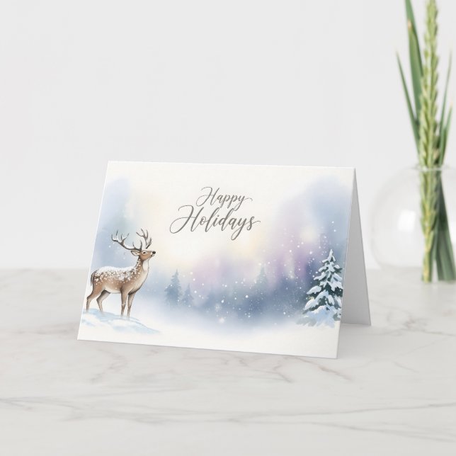 Cartão Happy Holidays Winter Woodland Greeting (Frente)