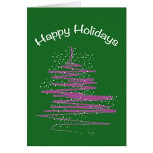 Cartão Happy Holidays with Tree Custom