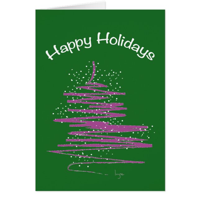 Cartão Happy Holidays with Tree Custom (Frente)