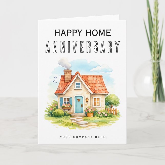Cartão Happy Home Anniversary Colorful Watercolor (Frente)