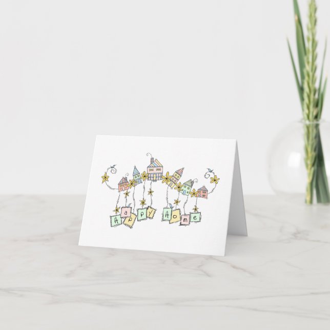 Cartão Happy Home Doodles Housewarming Card (Frente)