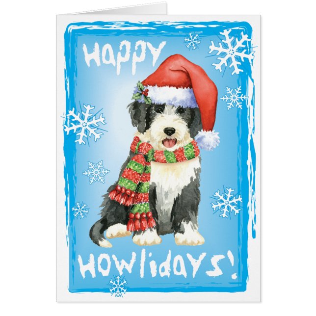 Cartão Happy Howliday Beardie (Frente)