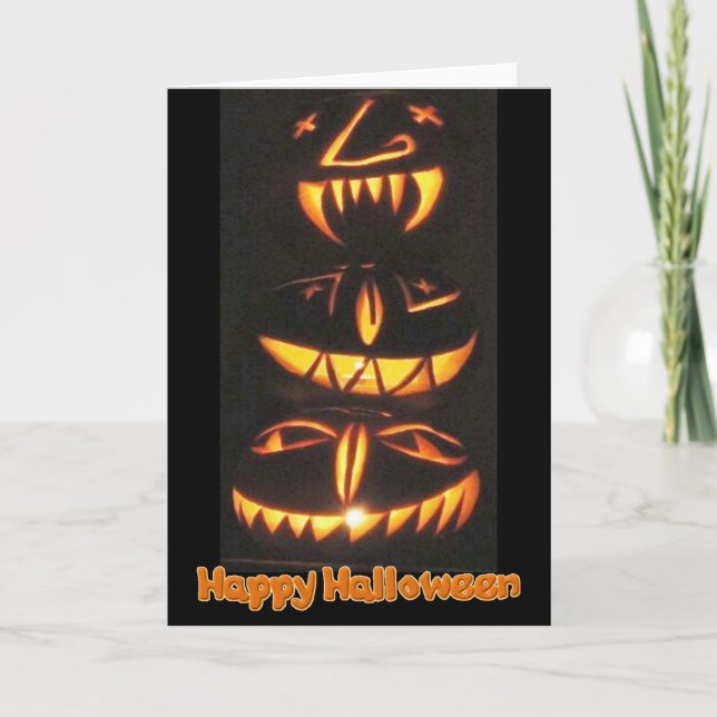 Cartão Happy Jack o'Lantern Faces Card (Frente)