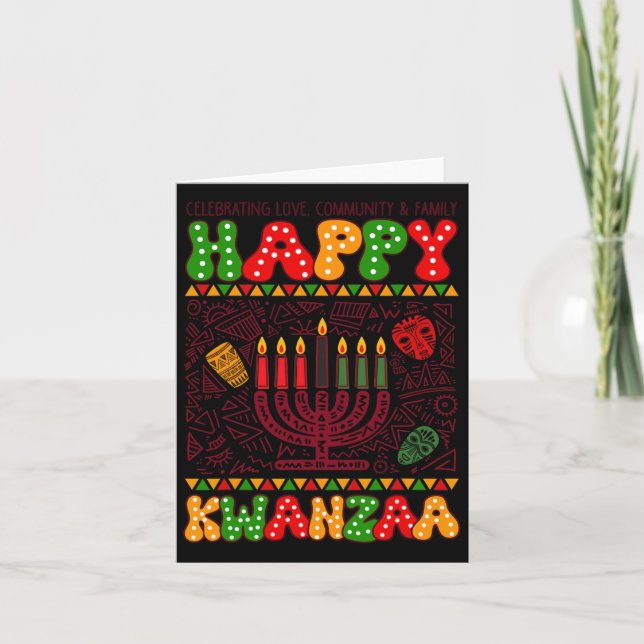 Cartão Happy Kwanzaa African American Holiday 7 Seven Can (Frente)