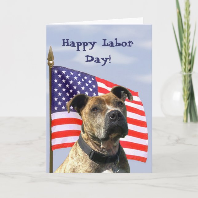 Cartão Happy Labor Day Pitbull Greeting card (Frente)