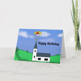Cartão happy landings parachuting skydiver